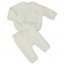 H13537: Baby Girls Bear Quilted 2 Piece Outfit (0-9 Months)